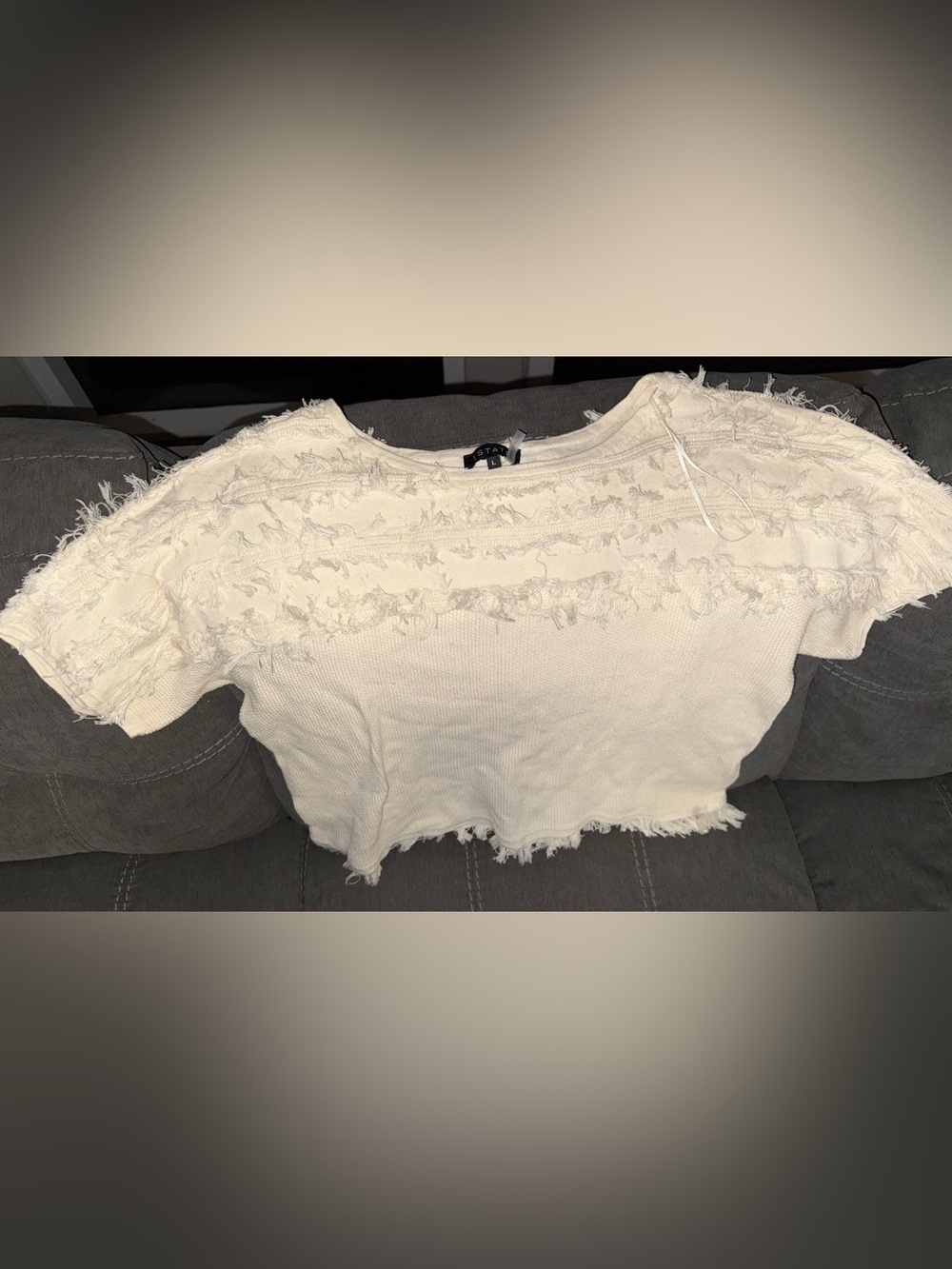 1. State Ivory Frayed Crop Sweatshirt